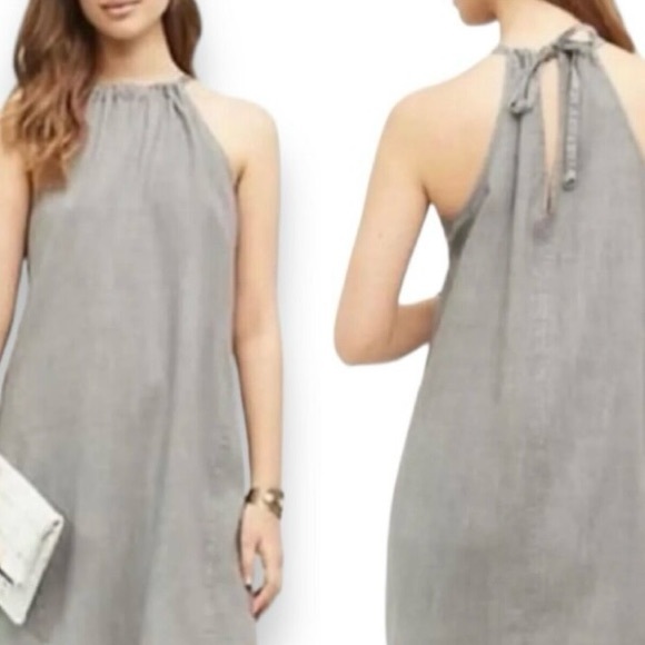 ANTHROPOLOGIE Dress CLOTH & STONE BELLA DAHL Midi Lined Rayon Gray Size X Small - Picture 7 of 8